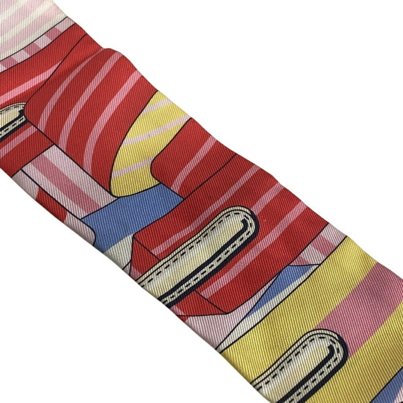HERMES Hermes Twilly Les Sangles Suspender Belt Scarf Muffler Ribbon High Mul... - Picture 7 of 8